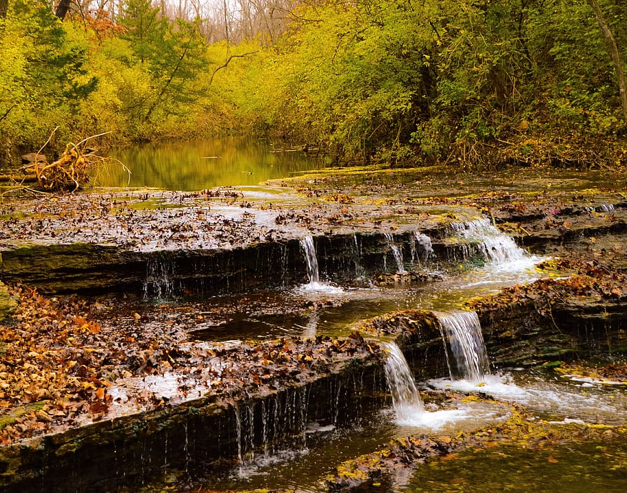 topeka, united states, river, atumn, fall, stream, sturgeon imagery, HD wallpaper