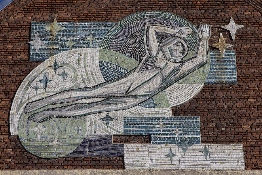man floating wall decor, mosaic, rug, art, tile, #монументальноеискусство, HD wallpaper