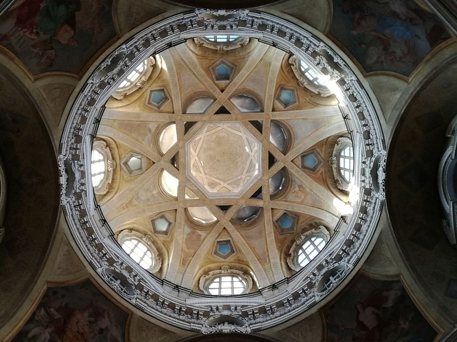 round gray and beige ceiling decor, building, architecture, apse HD wallpaper