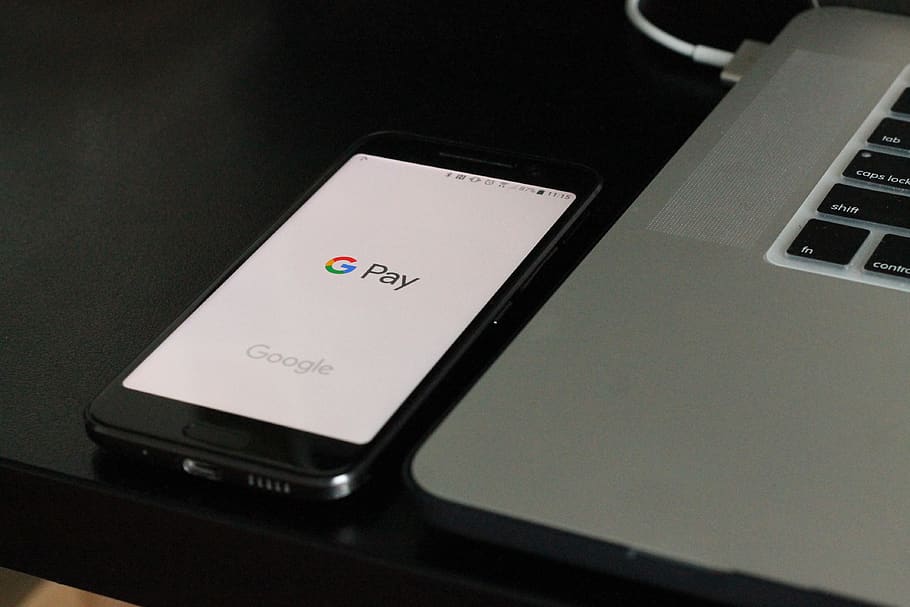 black Android smartphone near laptop computer, technology, communication HD wallpaper