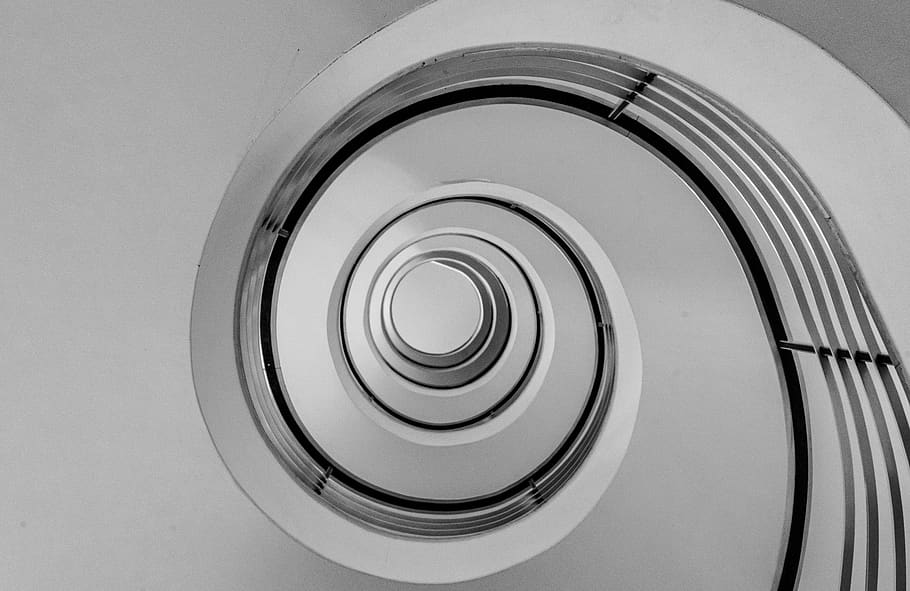 gray and white spiral artwork, geometric shape, circle, no people HD wallpaper