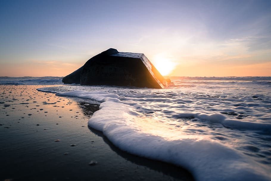 sunset, sea, beach, sky, water, scenics - nature, beauty in nature HD wallpaper