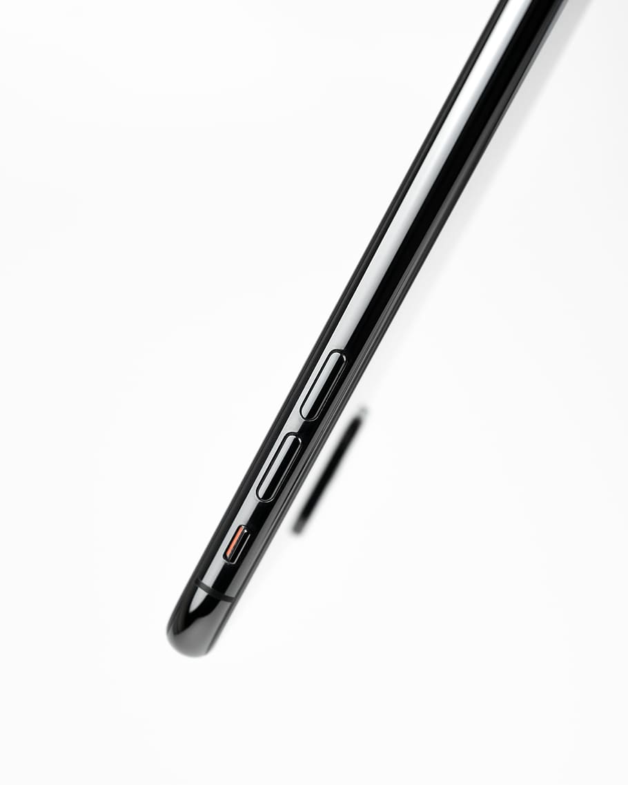black smartphone, white background, studio shot, copy space, indoors HD wallpaper