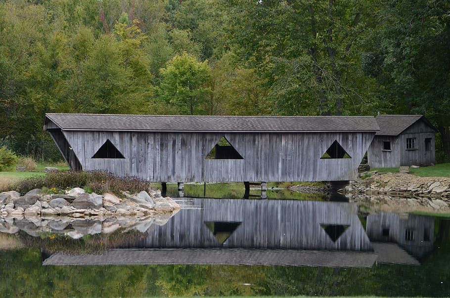 covered bridge, rustic, wooden, architecture, rural, historic HD wallpaper
