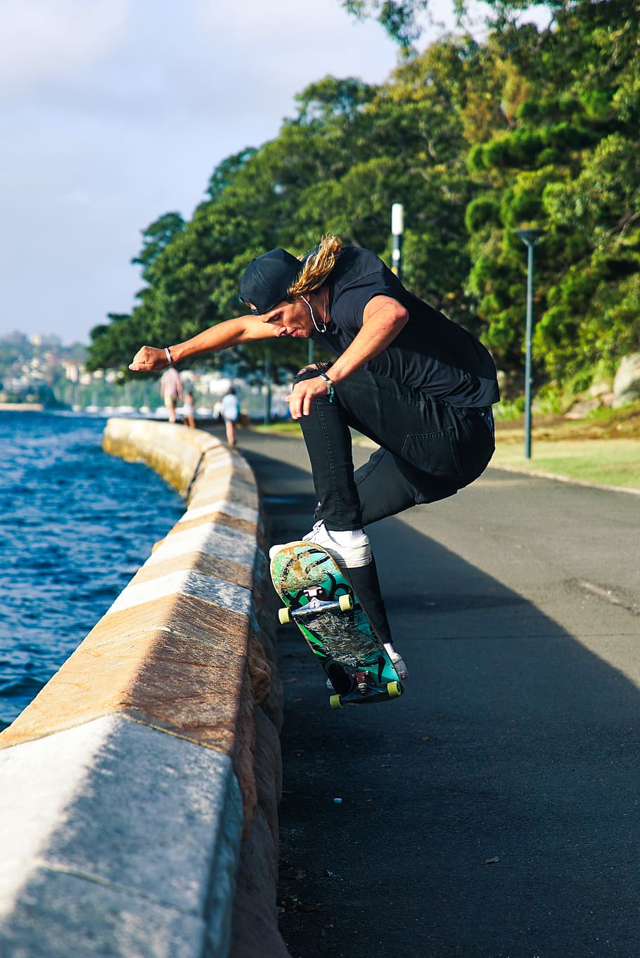 Person Skateboarding Near Lakeside, action, balance, cap, daylight HD wallpaper