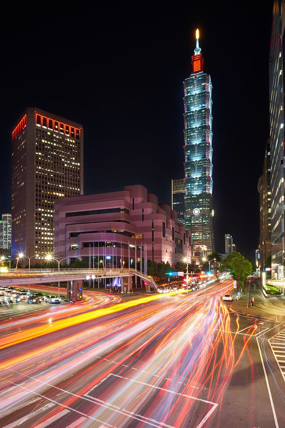 road, intersection, urban, city, building, downtown, way, taiwan HD wallpaper
