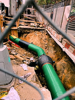 pipeline, brick, construction, plumbing, sewer, rust, roof HD wallpaper