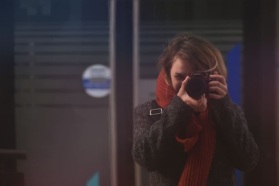Woman Taking A Photo, camera, person, reflection, taking photo HD wallpaper