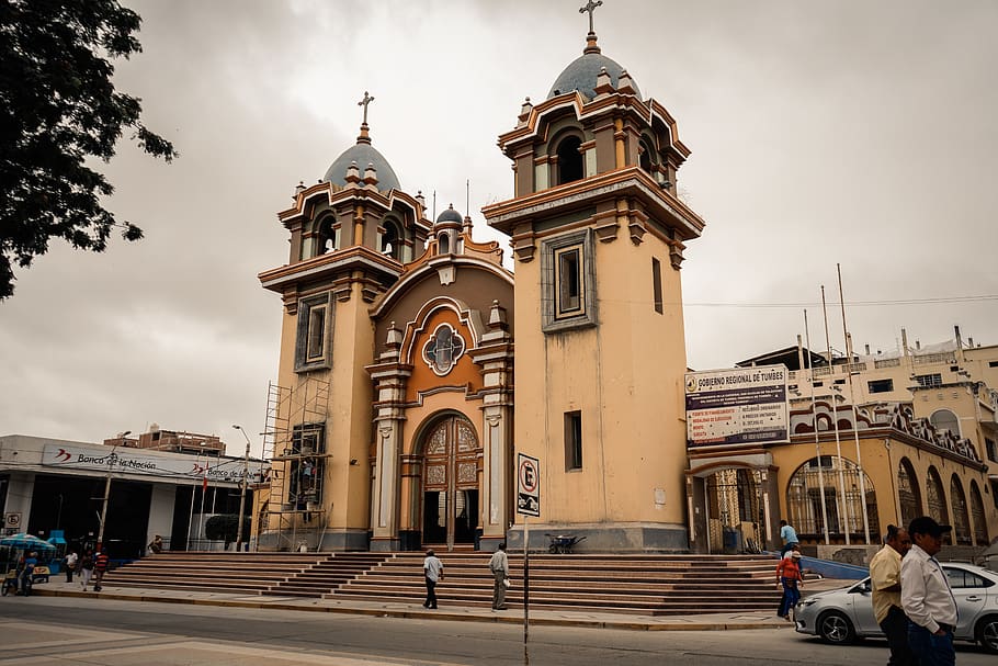 peru, tumbes, peruvian, street, glorious church, lakes, trees HD wallpaper