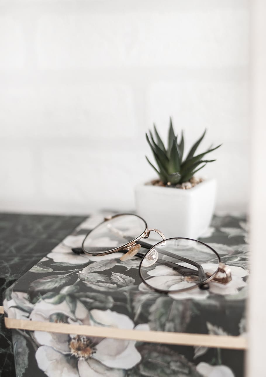 Eyeglasses Near at Plant Pot, close-up, color, decor, design HD wallpaper