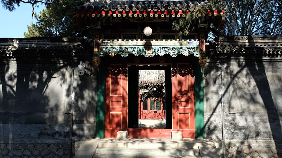 architecture, building, temple, shrine, worship, outdoors, pillar HD wallpaper