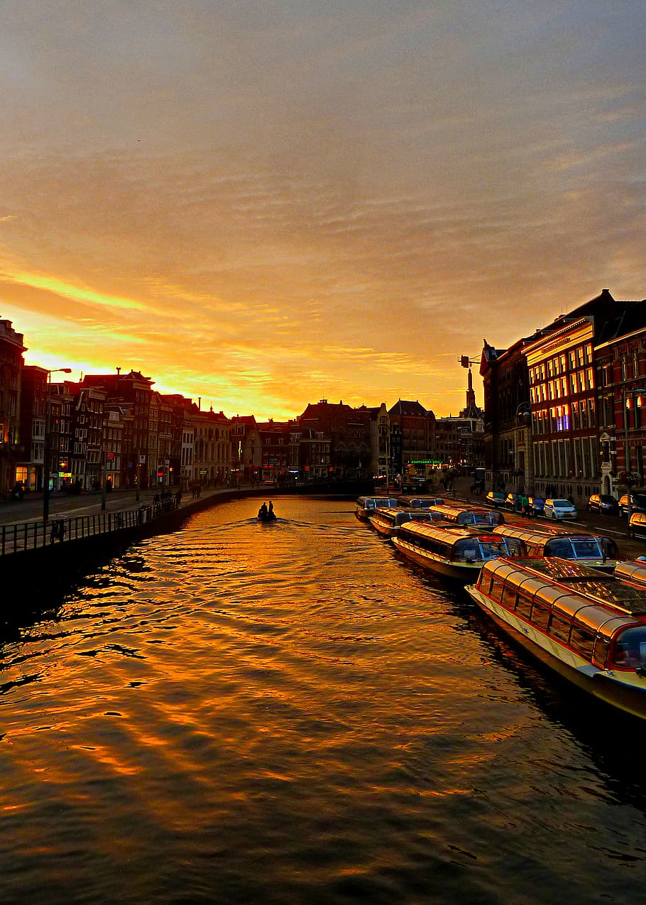 netherlands, amsterdam, sunset, sky, architecture, building exterior HD wallpaper
