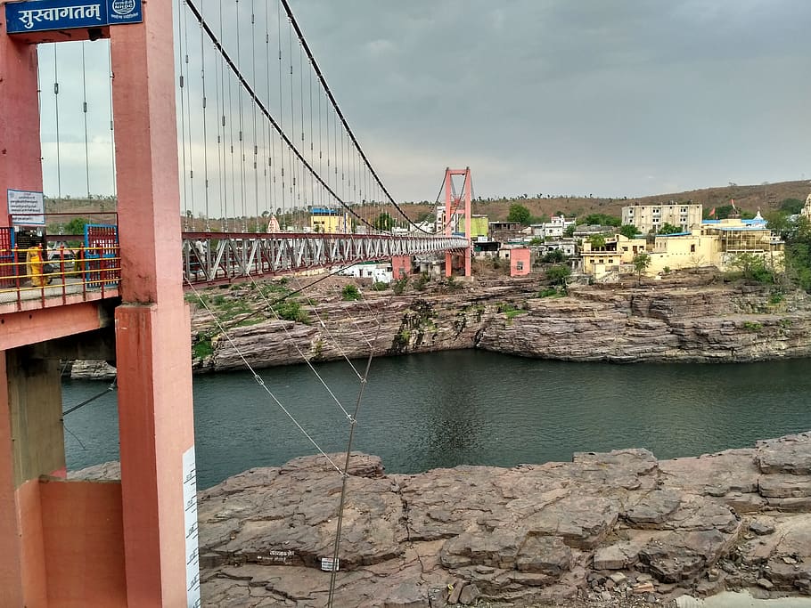 india, omkareshwar, bridge, river, architecture, built structure, HD wallpaper