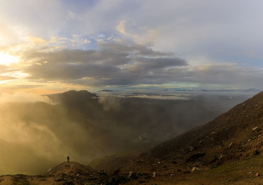 indonesia, merdeka, unnamed road, view, gunung sibayak, sunrise