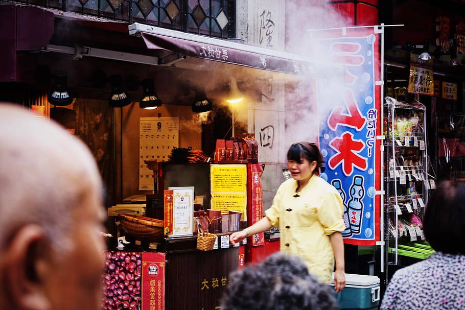 japan, chinatown, yokohama, street food, streetfood, colorful, HD wallpaper