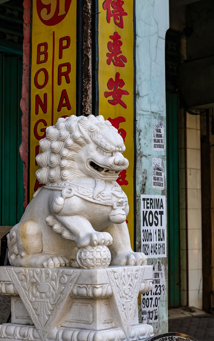 white fu dog statue, lion, mammal, animal, wildlife, water, building, HD wallpaper