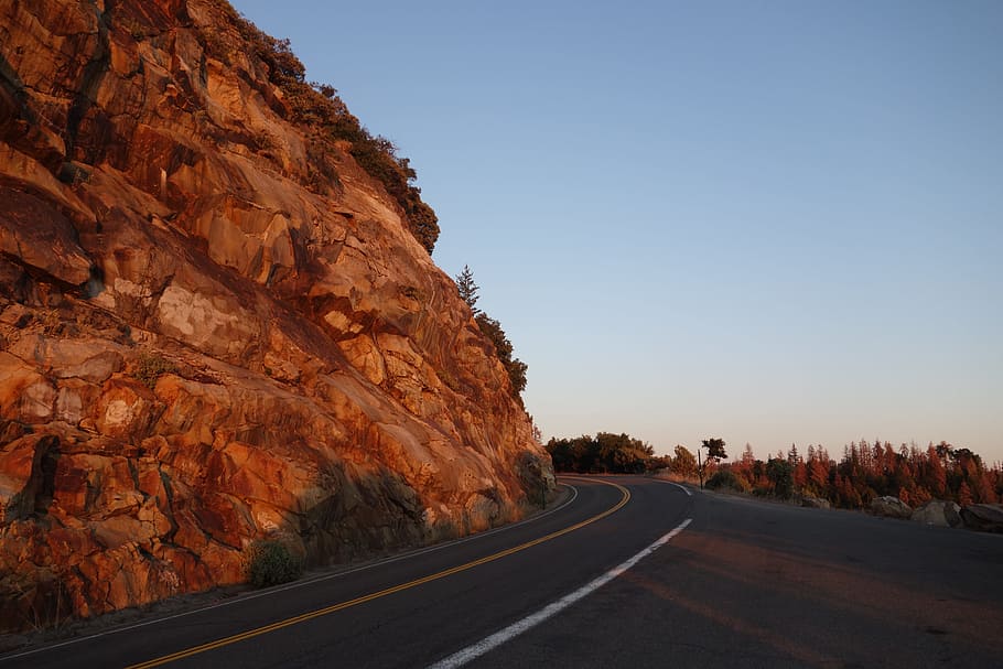Asphalt Road Beside Mountain, cliff, clouds, daylight, geology HD wallpaper