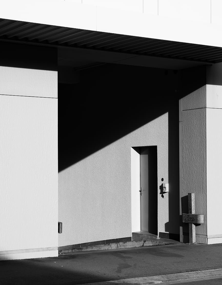 white concrete building, architecture, banister, handrail, door HD wallpaper