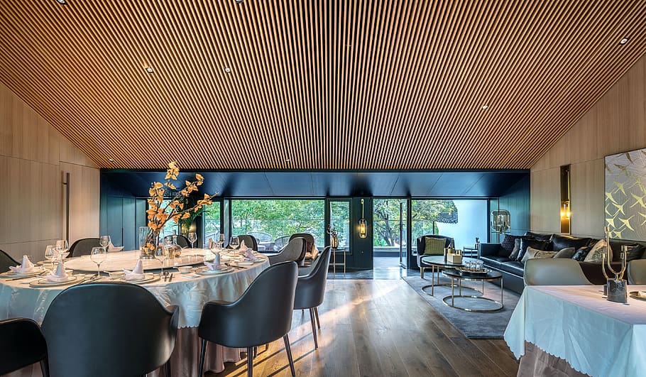 table arrangement in roo, seat, chair, luxury, wealth, indoors HD wallpaper
