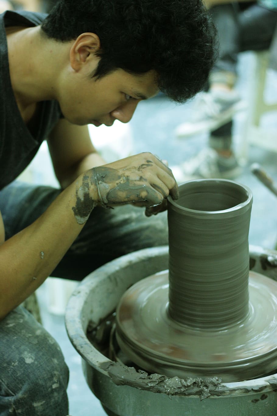 boy, thai, thailand, ceramic, art and craft, creativity, making HD wallpaper