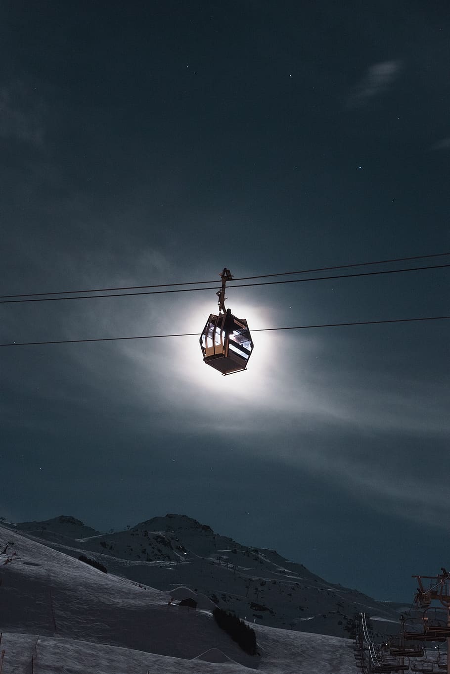 cable ride at night, sky, low angle view, nature, cloud - sky HD wallpaper