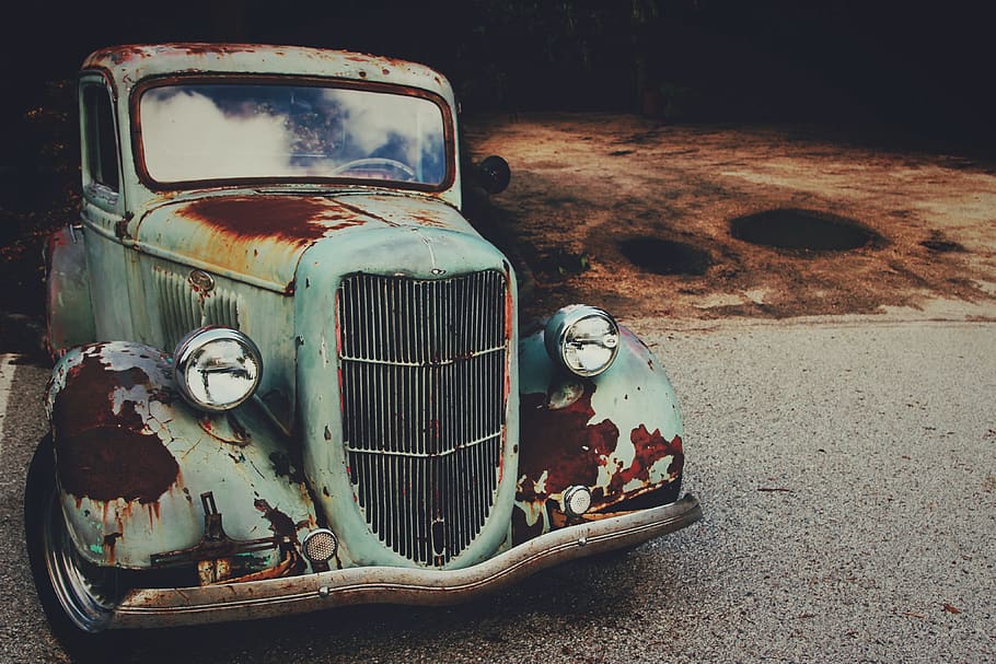 united states, big sur, old, forest, usa, car, abandoned, retro, HD wallpaper