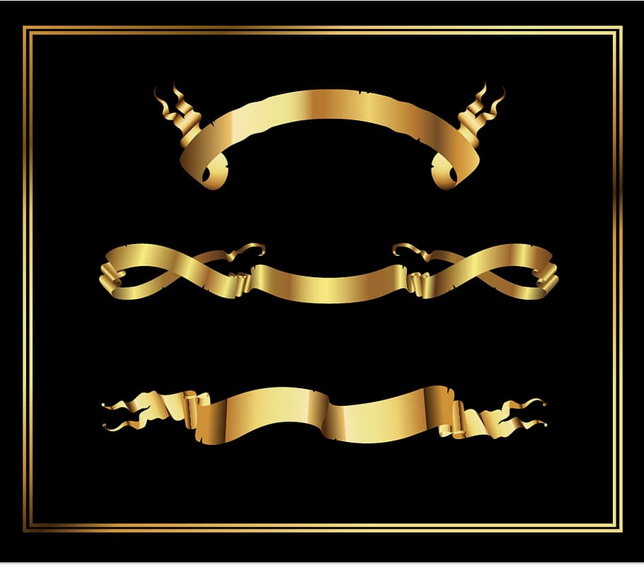 ribbon, gold, texture, graphic, graphical, no people, indoors HD wallpaper