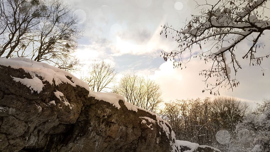 landscape, sky, winter, snow, rocks, tree, forty, nature, at the court of HD wallpaper