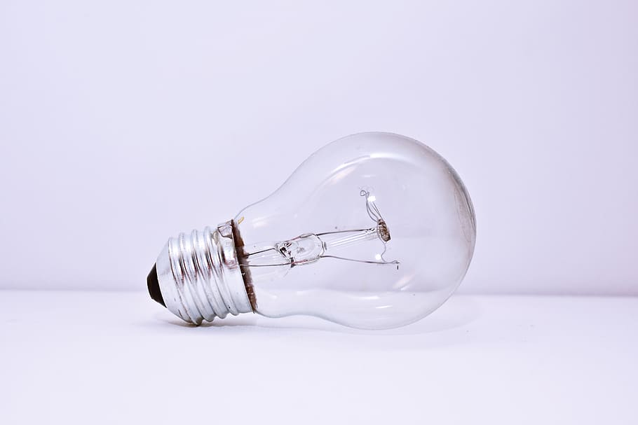 Clear Light Bulb, glass item, lightbulb, studio shot, indoors