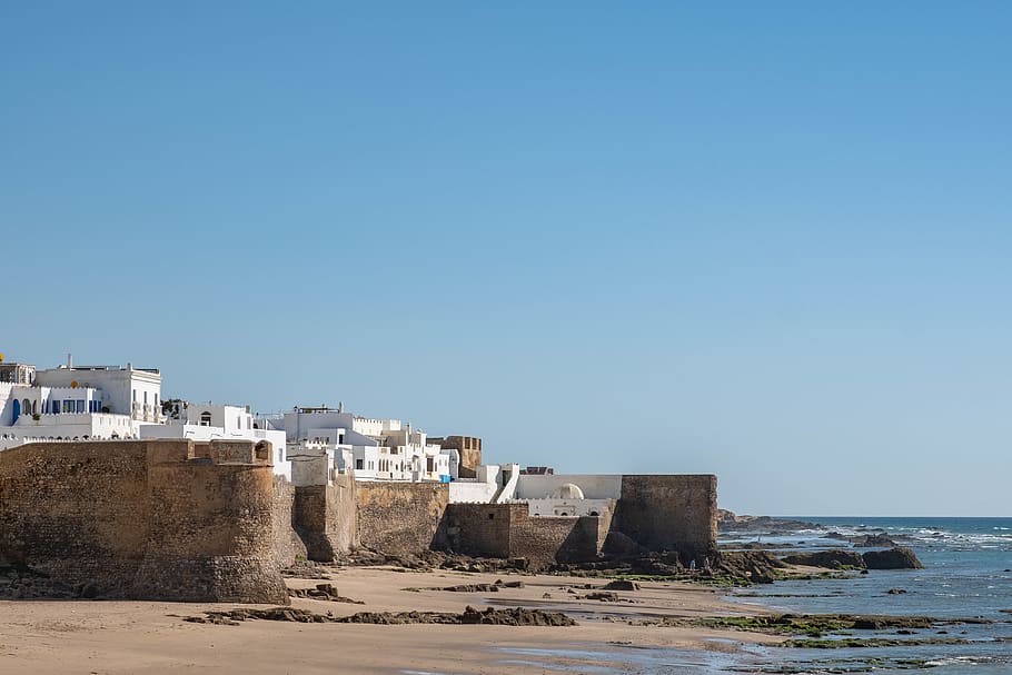 morocco, asilah, beach, city, landscape, white, tetuan, tanger, HD wallpaper