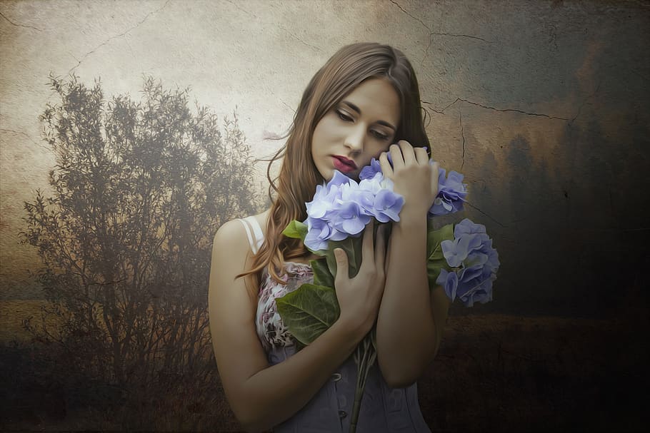 gothic, fantasy, dark, romantic, solitude, sadness, portrait HD wallpaper