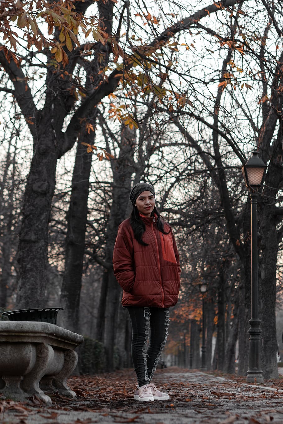 Shallow Focus Photo Of Woman In Red Full-zip Jacket, environment HD wallpaper