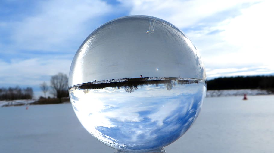landscape, ball, sky, nature, mirroring, crystal ball, glass ball HD wallpaper