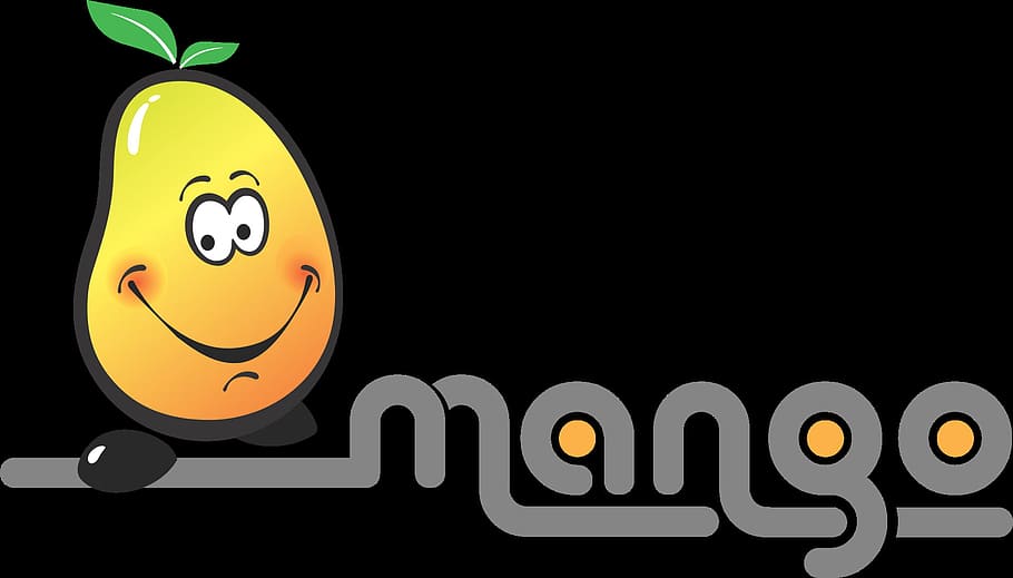 logo, mango, food, fruit, nature, graphic, graphical, black background HD wallpaper