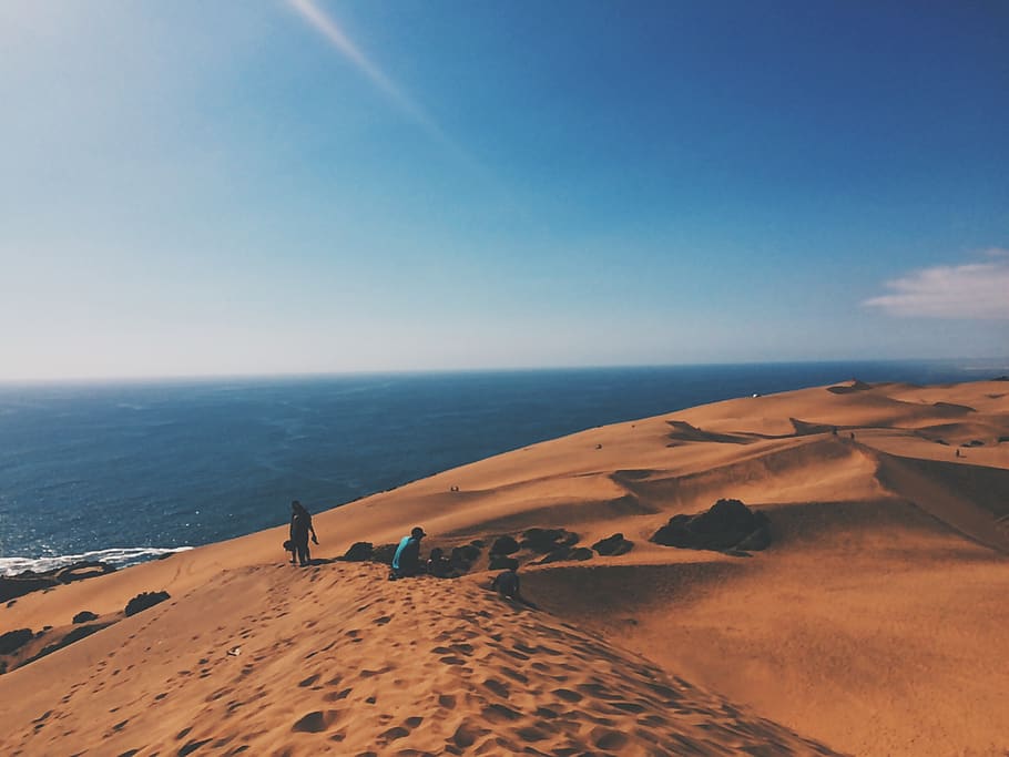 chile, viña del mar, dune, ocean, sand, sky, sea, horizon, HD wallpaper