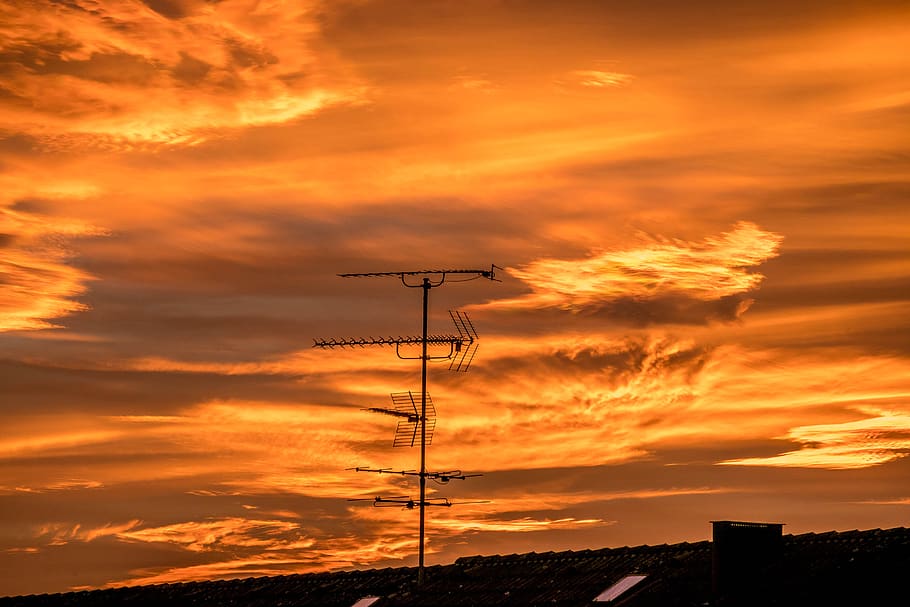 afterglow, abendstimmung, sunset, sky, clouds, orange, atmosphere HD wallpaper