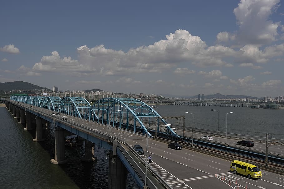 bridge, river, water, city, architecture, modern, seoul, han river HD wallpaper