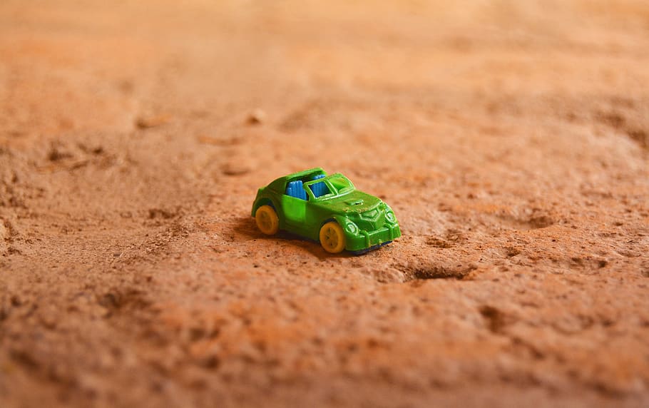 car, toy, fun, soil, green, plastic, selective focus, no people HD wallpaper