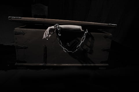 arm, coffin, chain, closed, old, rust, lock, woman, indoors HD wallpaper