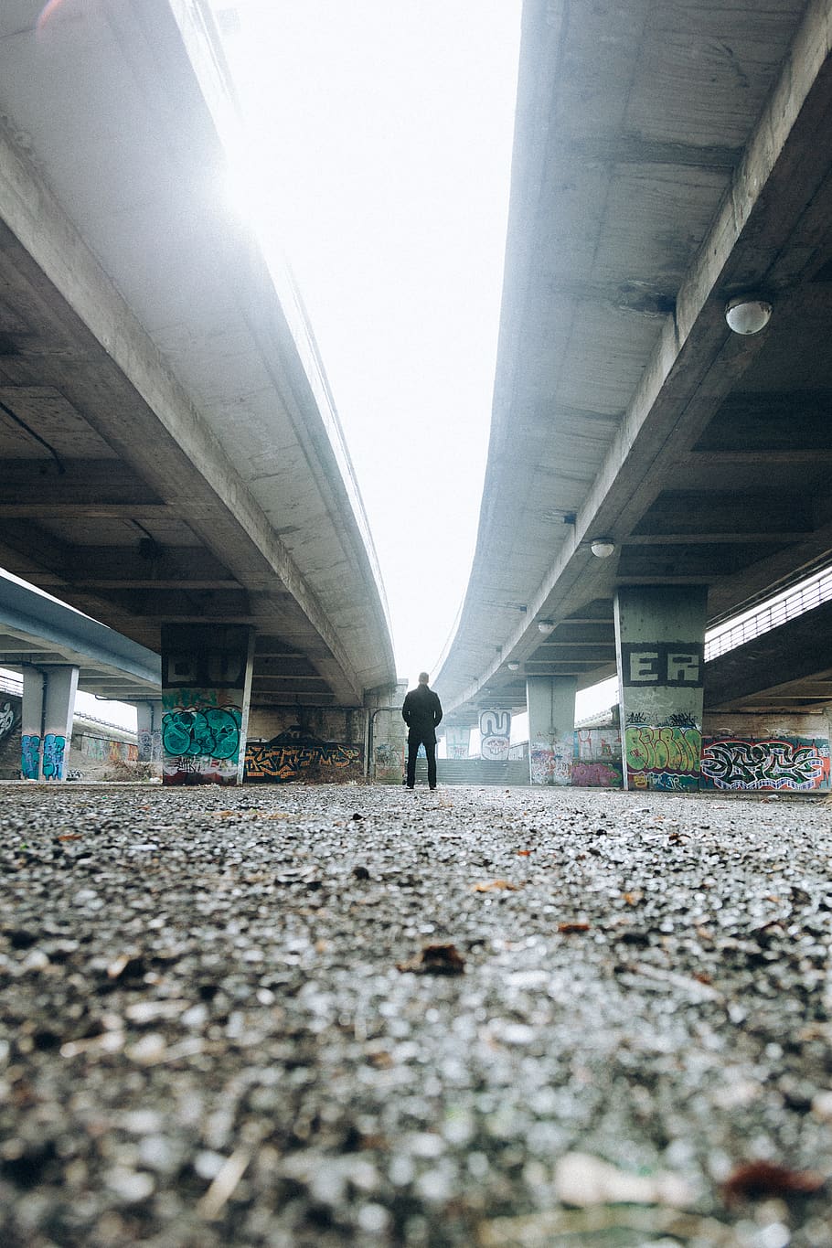 man standing under the bridge, architecture, one person, built structure HD wallpaper
