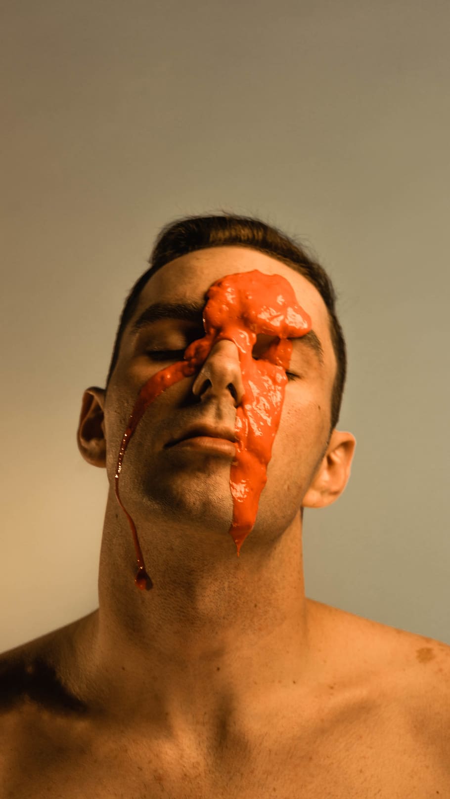 red, paint, model, studio, headshot, studio shot, indoors, portrait HD wallpaper