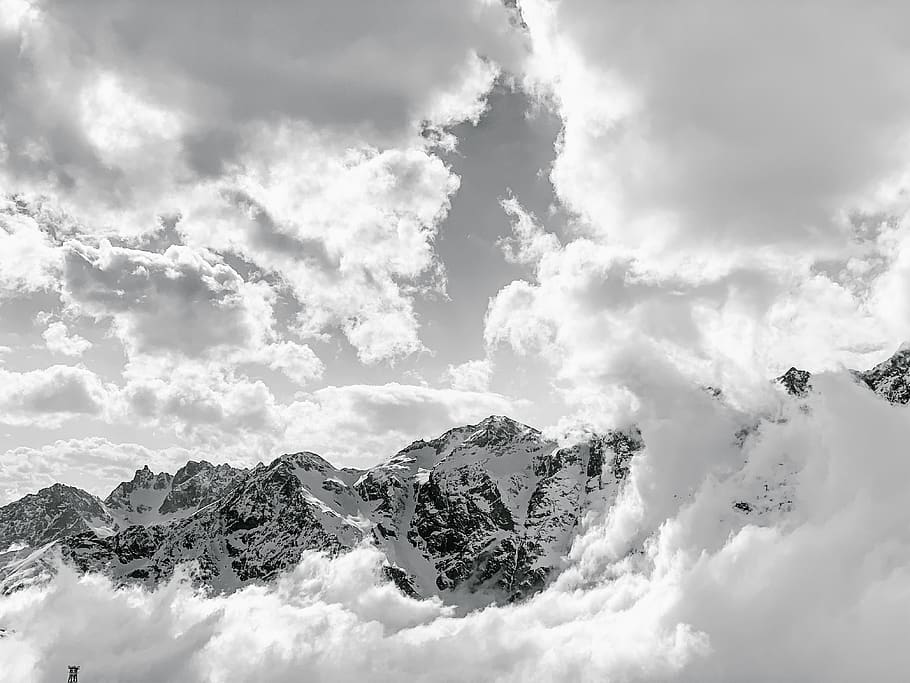 snow covered mountain, cloud - sky, beauty in nature, scenics - nature HD wallpaper