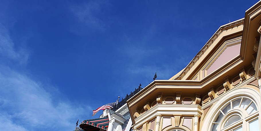 main street, building, built structure, low angle view, building exterior HD wallpaper