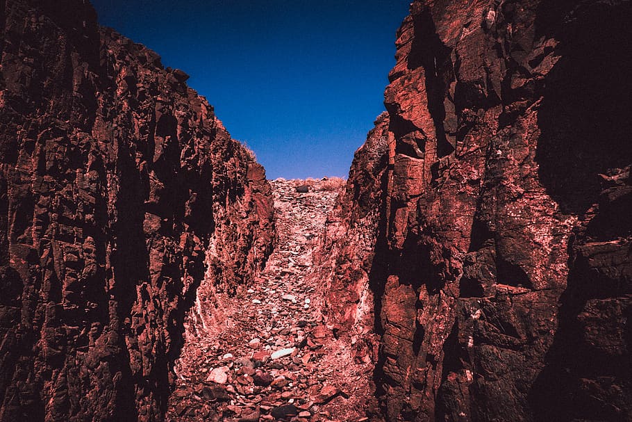 Brown Rock Formation, blue sky, cliffs, daylight, earth, environment HD wallpaper