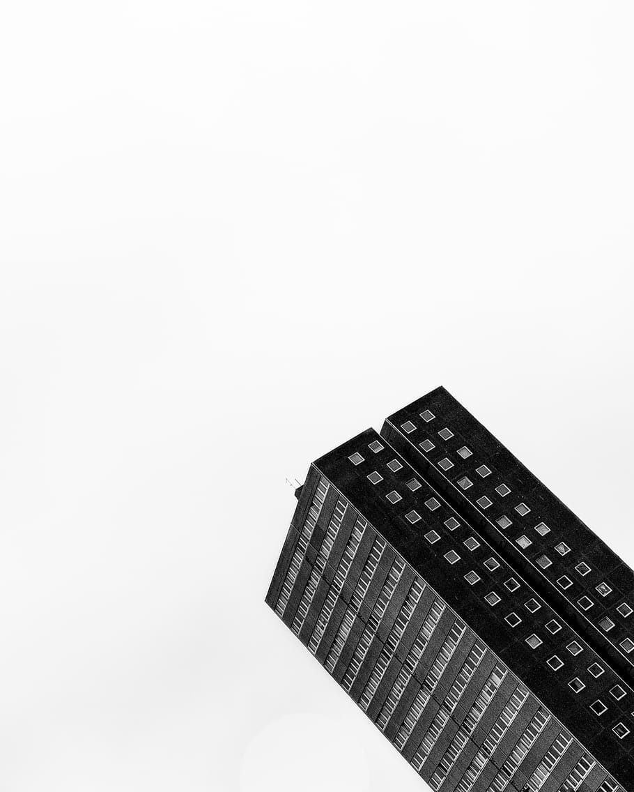 architecture, building, infrastructure, black and white, copy space HD wallpaper