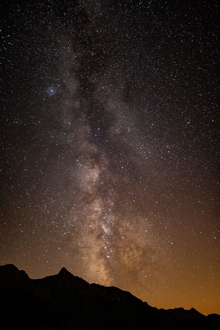 silhouette of mountain and stars during night time, space, galaxy HD wallpaper
