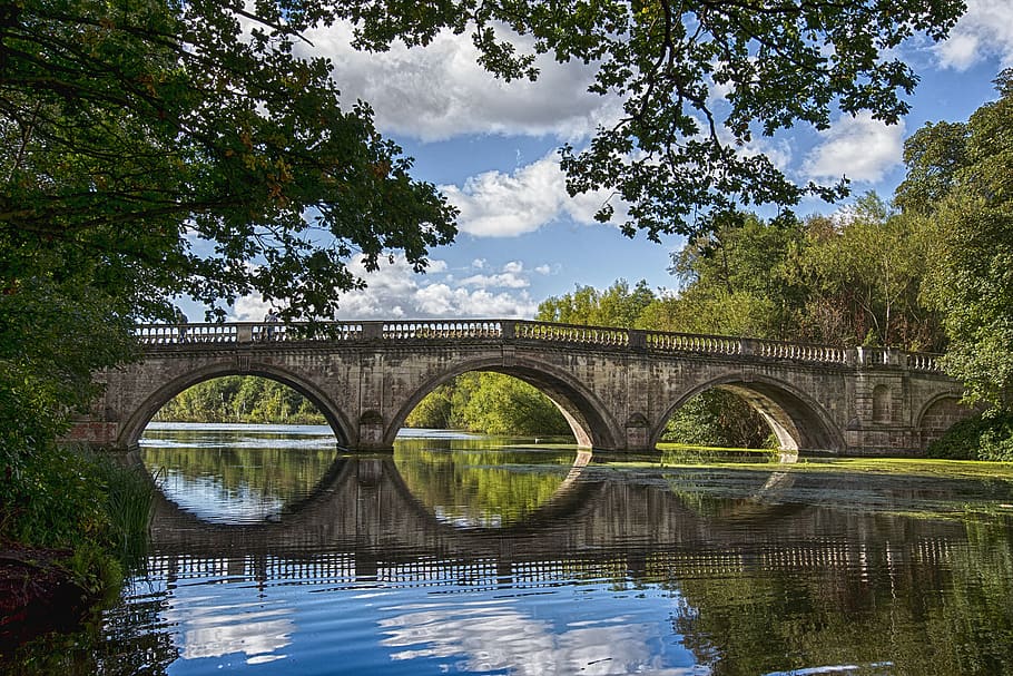 Bridge over a Lake during Day Time, architecture, park, peaceful HD wallpaper