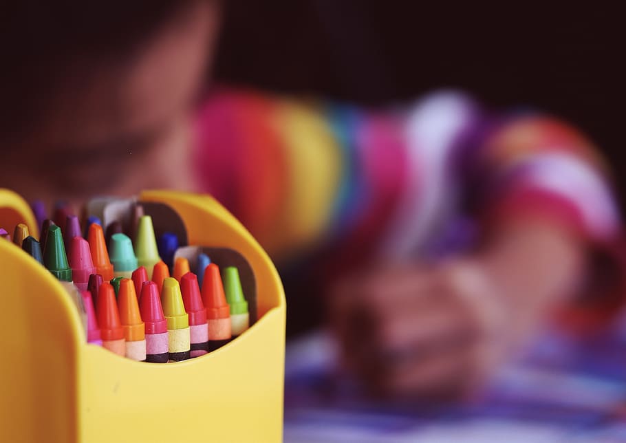 crayons, coloring, child, child coloring, colour, kid, school HD wallpaper