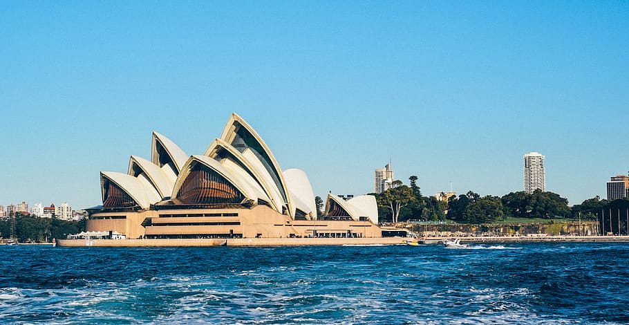 sydney, opera, house, architecture, nature, water, trees, buildings HD wallpaper