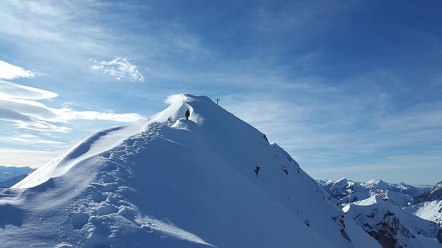 summit, alpine, vulture heads, ceedings, winter, winter mountaineering HD wallpaper